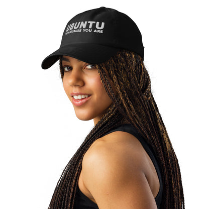 Ubuntu: I am because you are Under Armour® dad hat - White Text