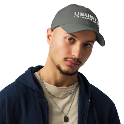 Ubuntu: I am because you are Under Armour® dad hat - White Text