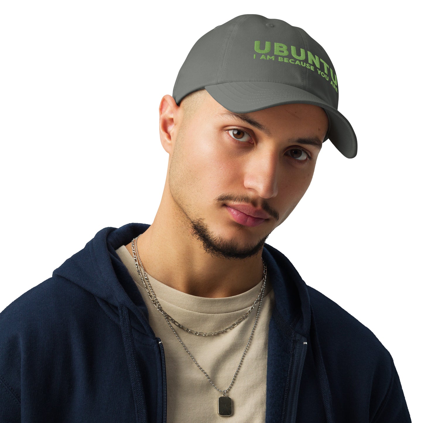 Ubuntu: I am because you are Under Armour® dad hat - Green Text