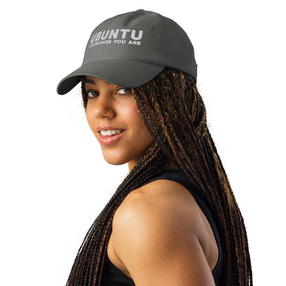 Ubuntu: I am because you are Under Armour® dad hat - White Text