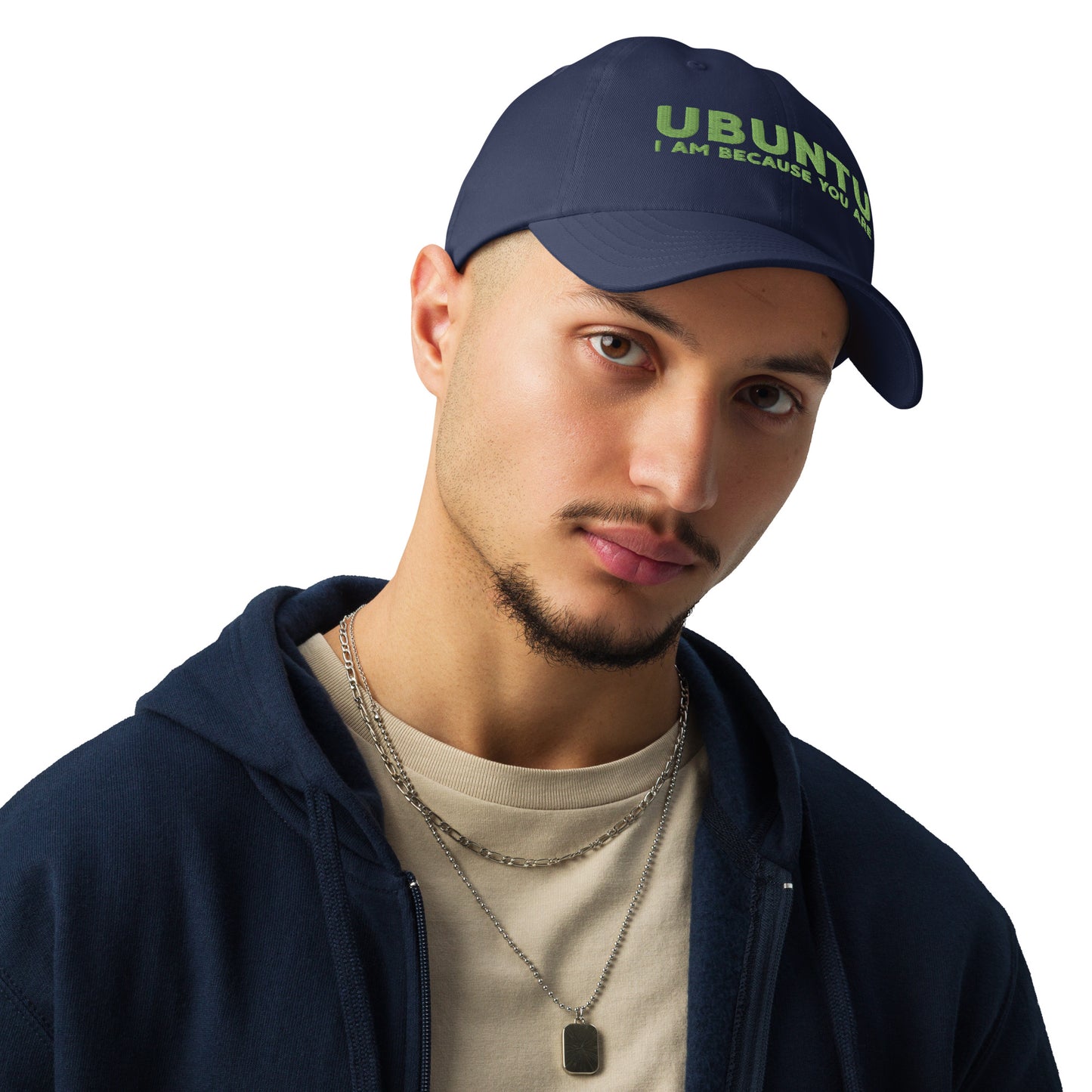 Ubuntu: I am because you are Under Armour® dad hat - Green Text