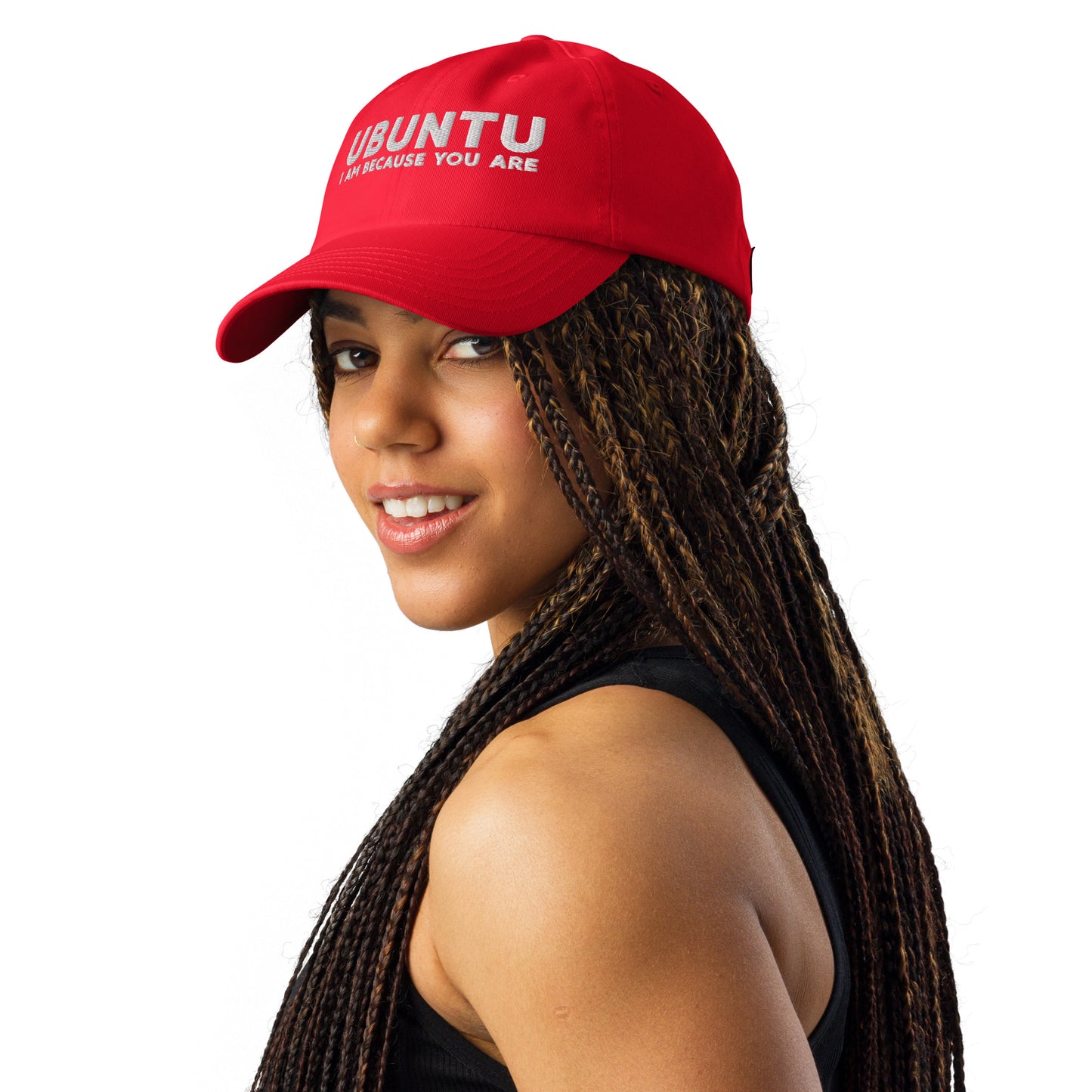 Ubuntu: I am because you are Under Armour® dad hat - White Text