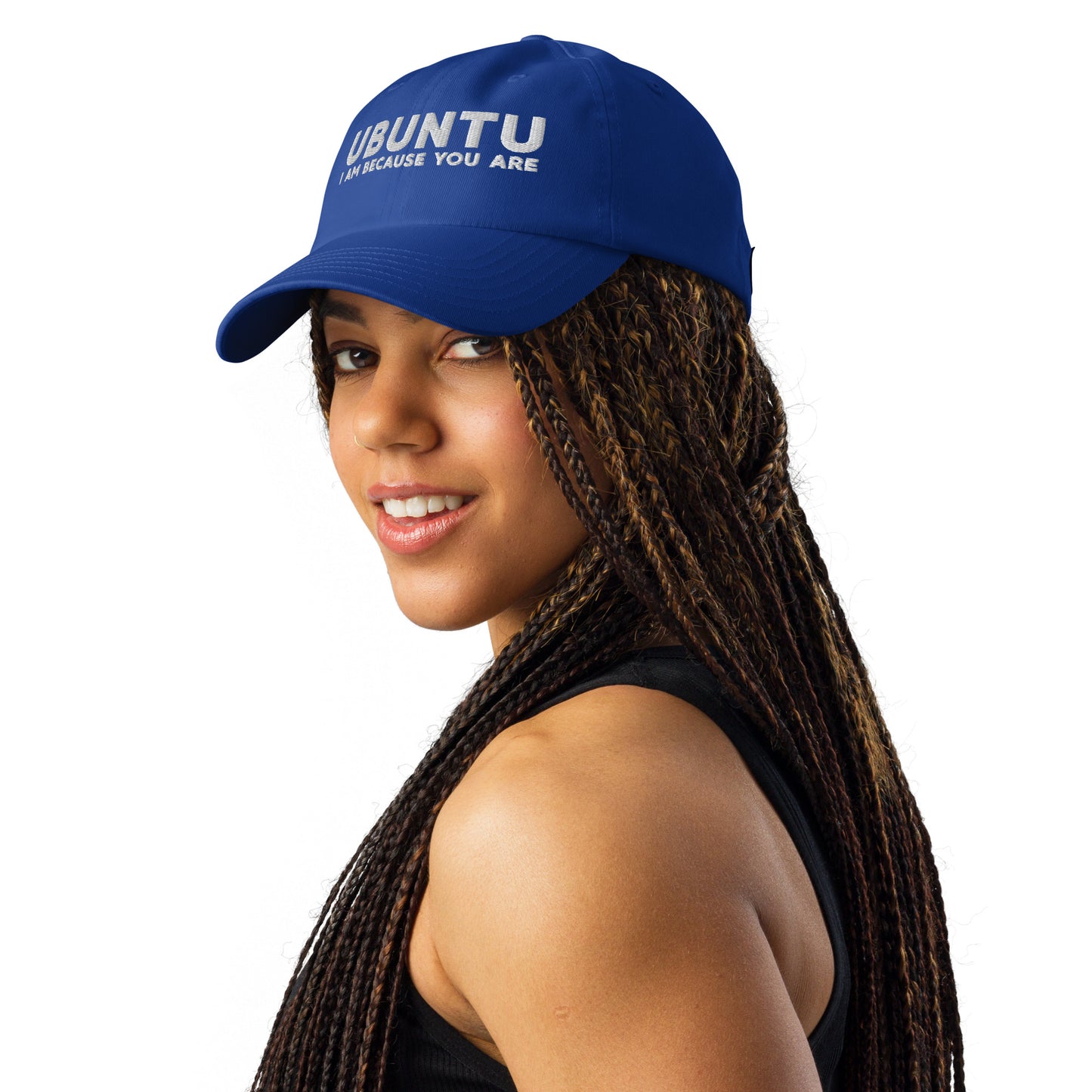 Ubuntu: I am because you are Under Armour® dad hat - White Text