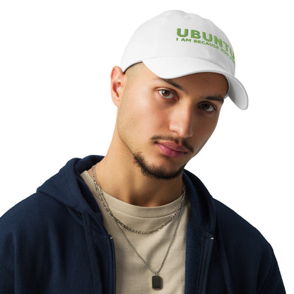 Ubuntu: I am because you are Under Armour® dad hat - Green Text