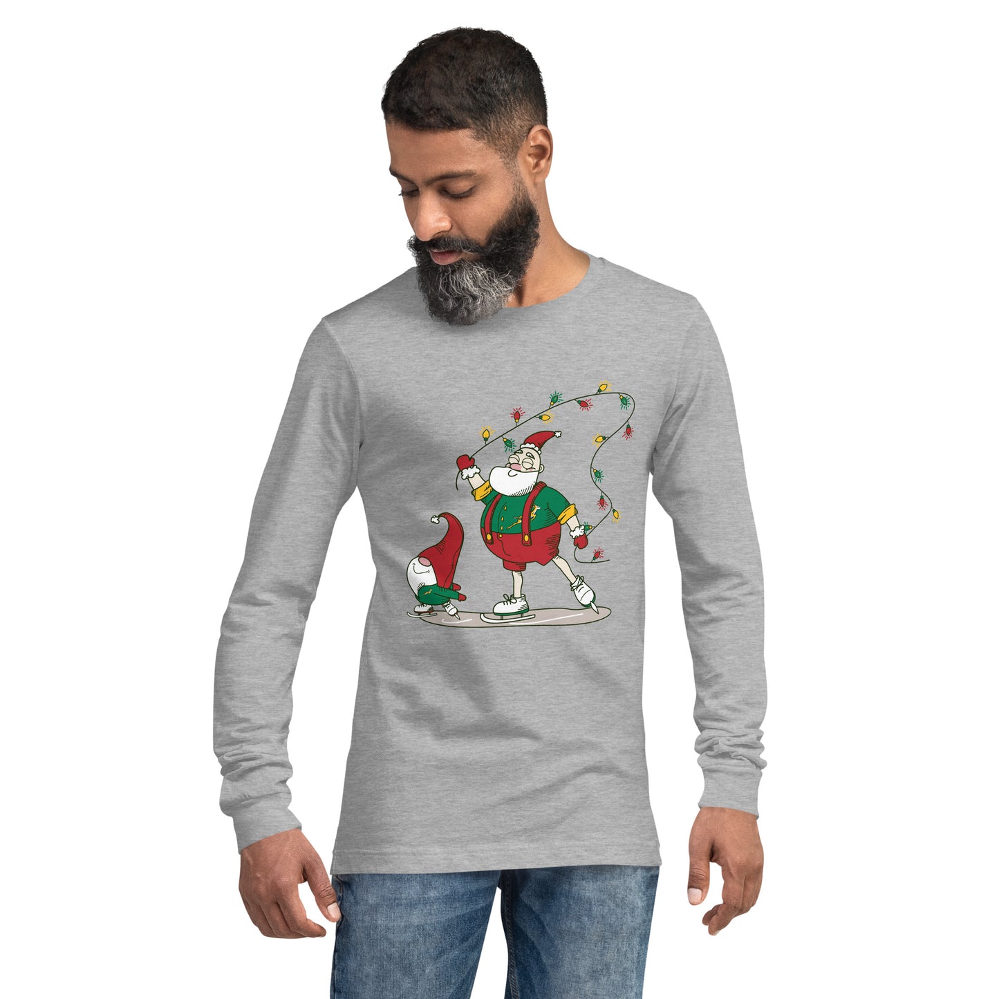 The Santa Springbok Fan Ice Skating Christmas Unisex Long Sleeve Tee