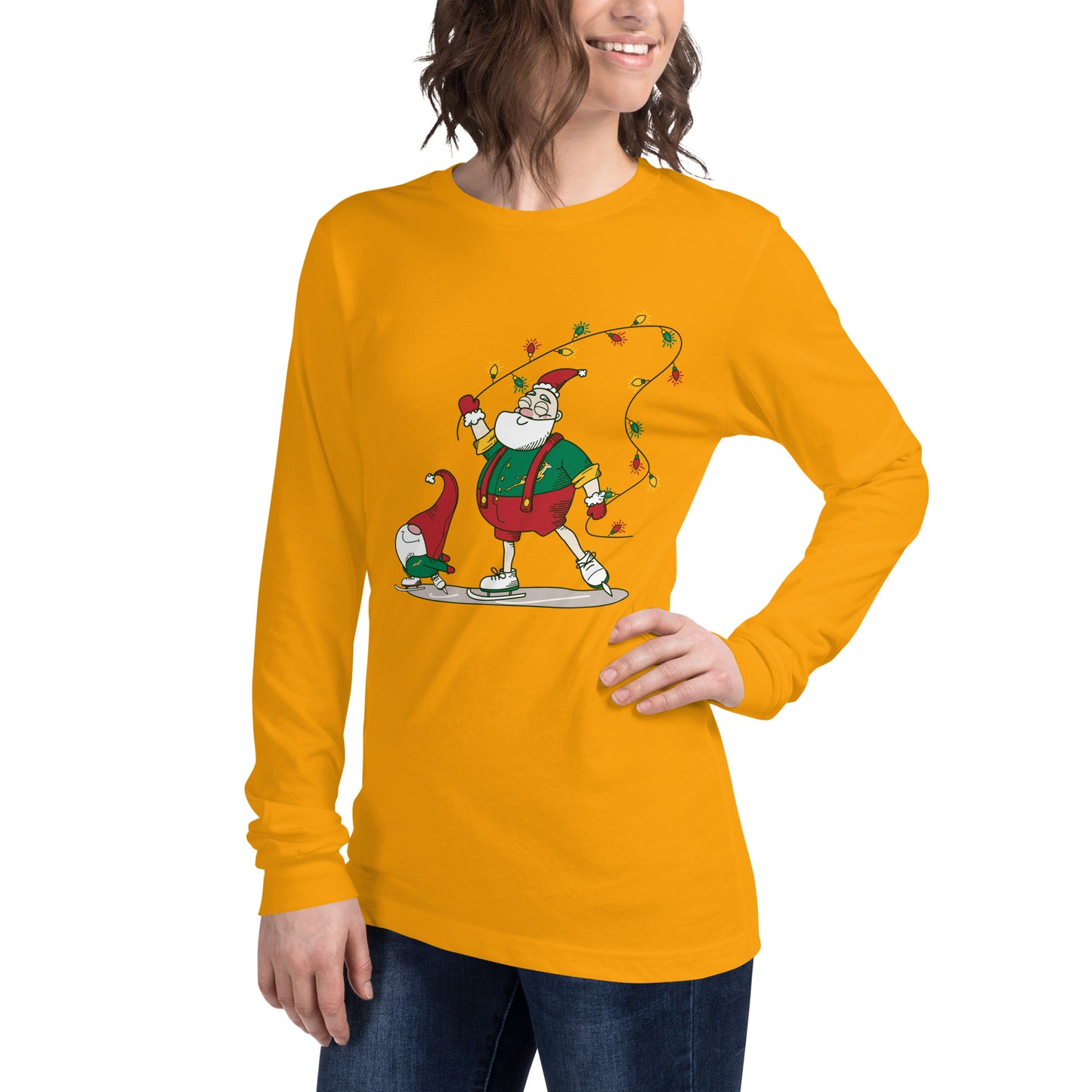 The Santa Springbok Fan Ice Skating Christmas Unisex Long Sleeve Tee