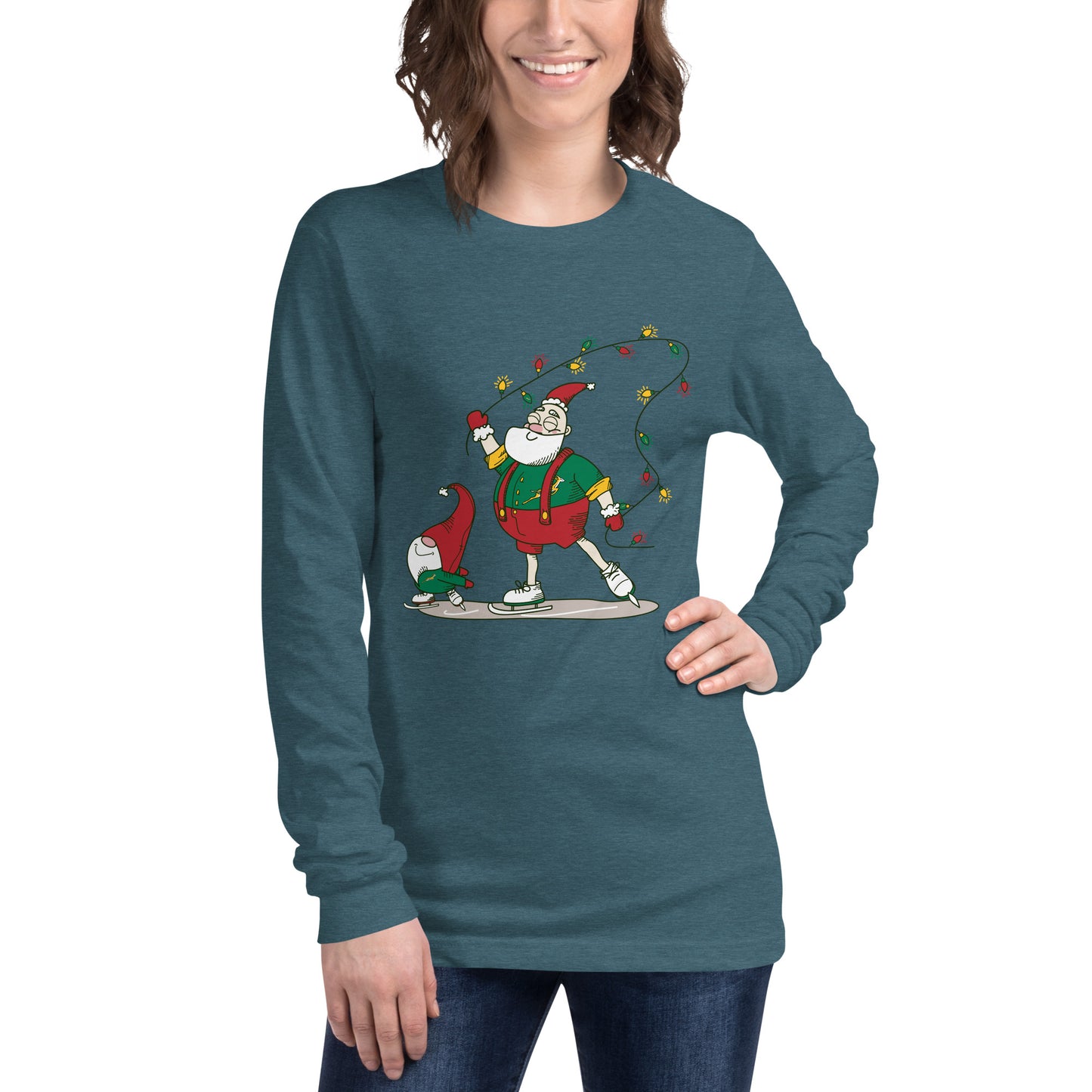 The Santa Springbok Fan Ice Skating Christmas Unisex Long Sleeve Tee