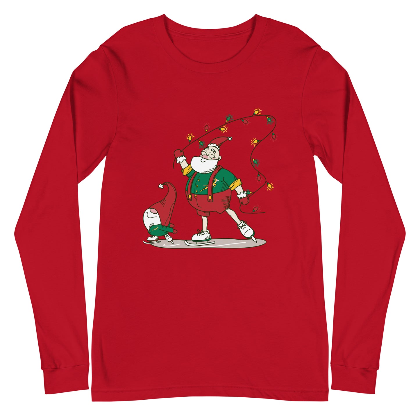 The Santa Springbok Fan Ice Skating Christmas Unisex Long Sleeve Tee