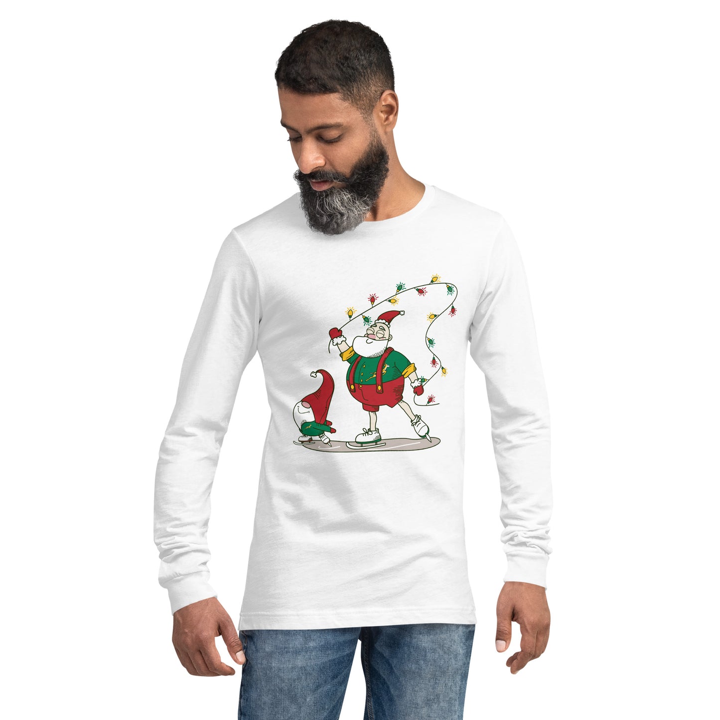 The Santa Springbok Fan Ice Skating Christmas Unisex Long Sleeve Tee