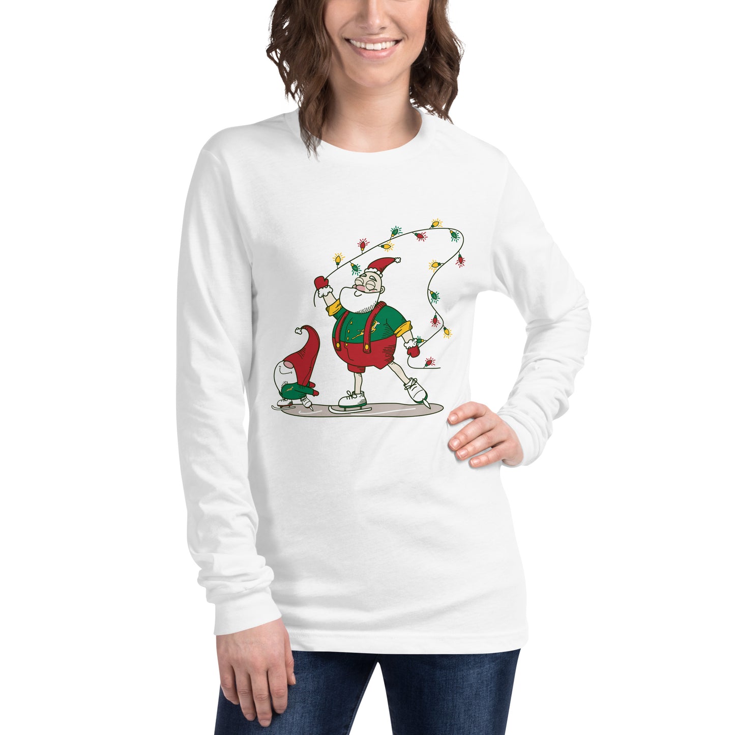 The Santa Springbok Fan Ice Skating Christmas Unisex Long Sleeve Tee