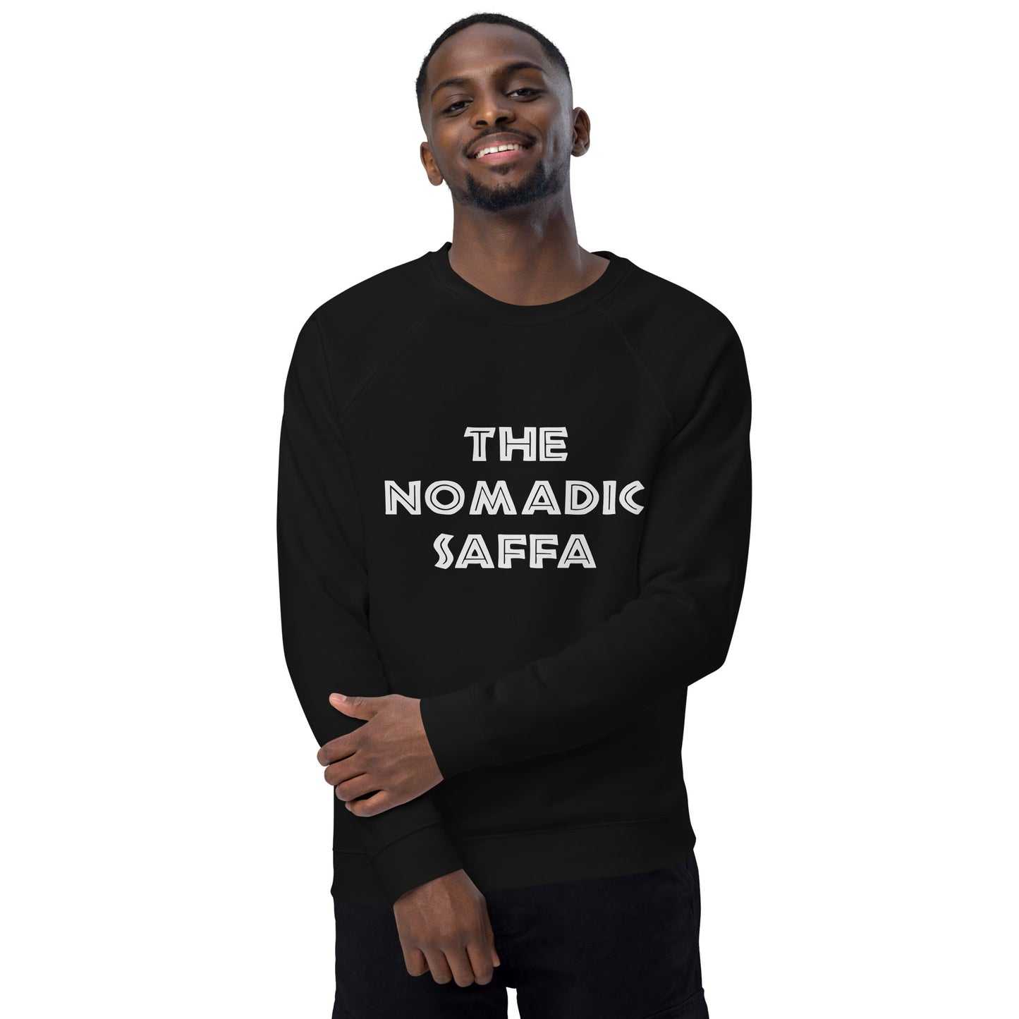 The Nomadic Saffa Mens organic raglan sweatshirt