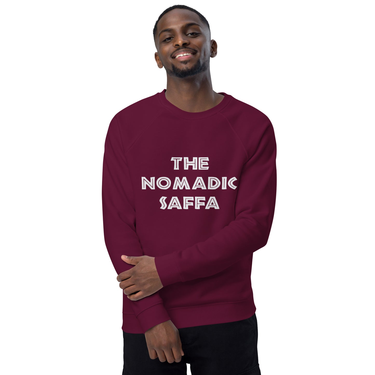 The Nomadic Saffa Mens organic raglan sweatshirt