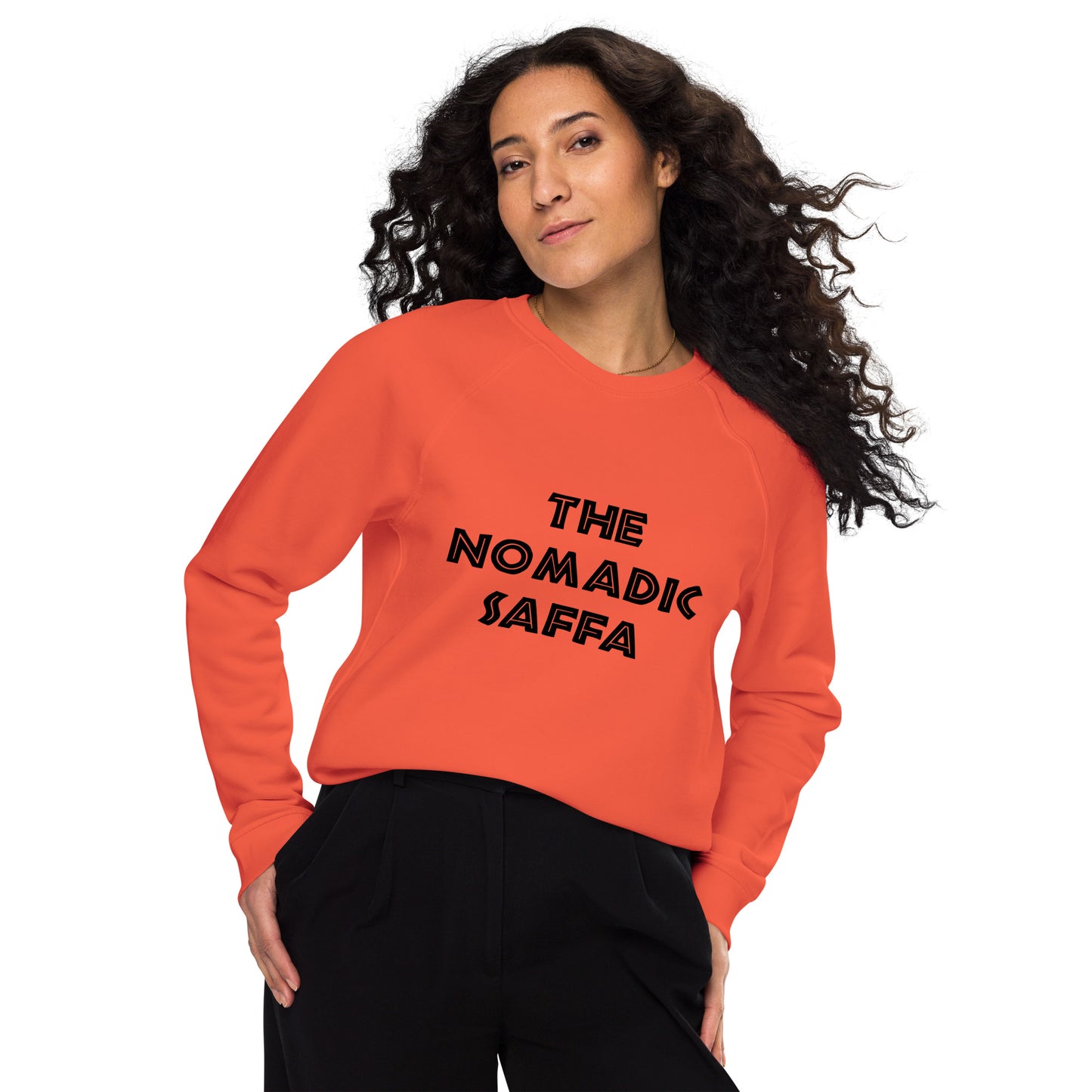 The Nomadic Saffa Womens organic raglan sweatshirt