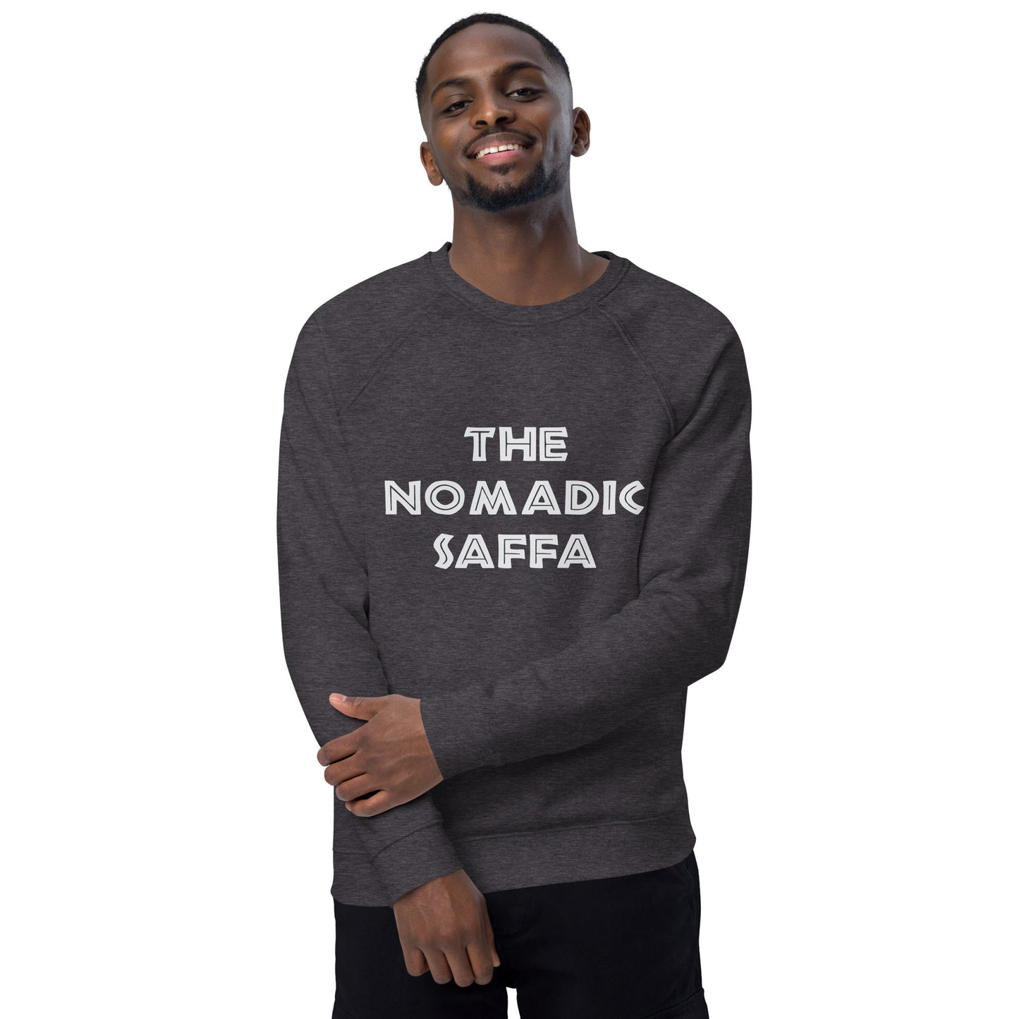 The Nomadic Saffa Mens organic raglan sweatshirt