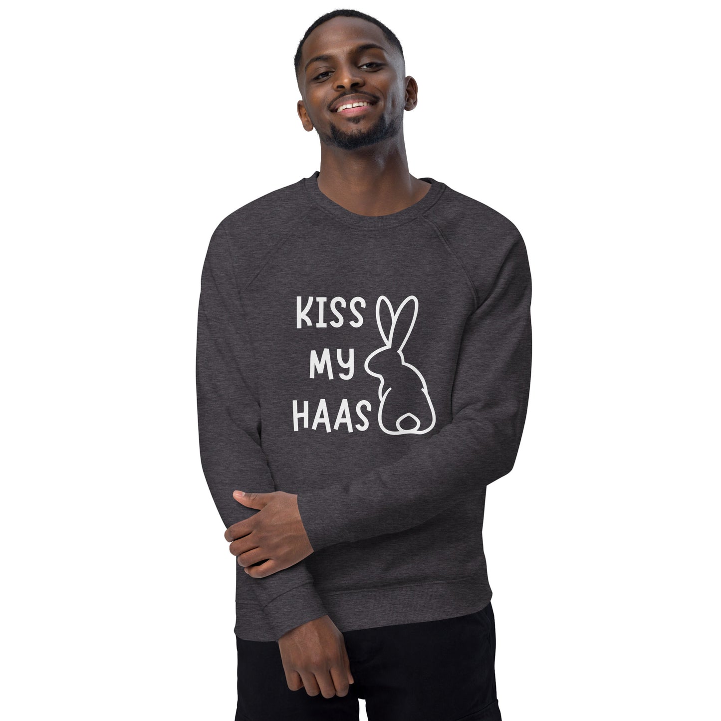 Kiss my Haas Unisex organic raglan sweatshirt