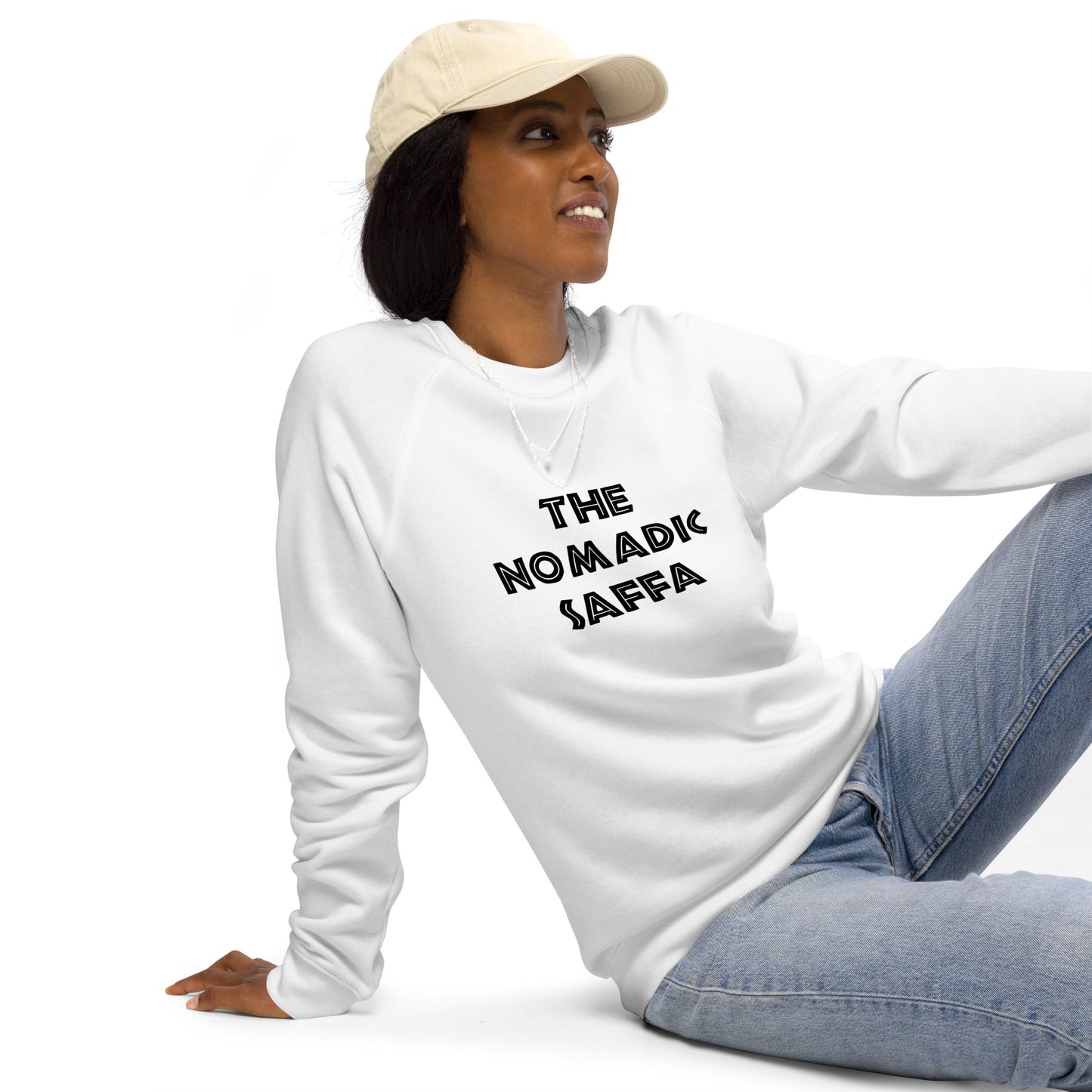 The Nomadic Saffa Womens organic raglan sweatshirt