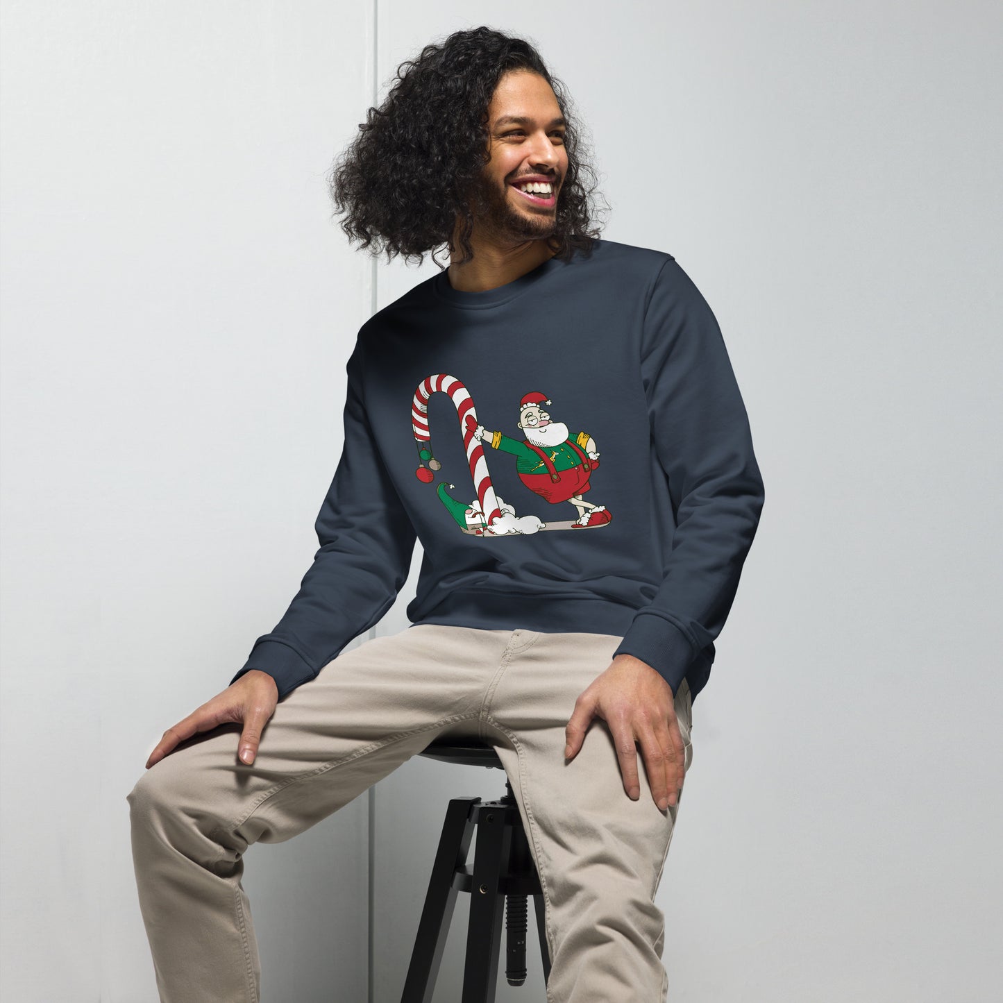 Santa Bok Fan Candy Cane Christmas Unisex organic sweatshirt