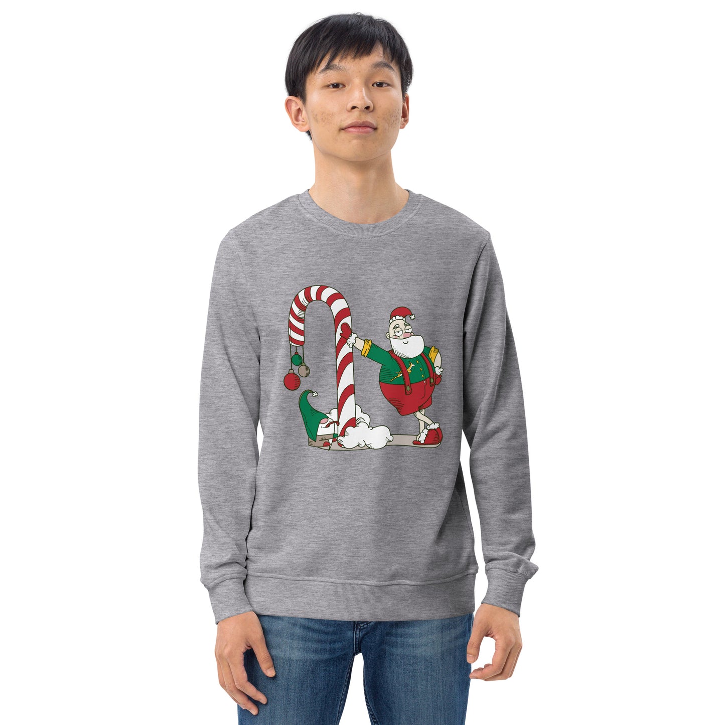 Santa Bok Fan Candy Cane Christmas Unisex organic sweatshirt