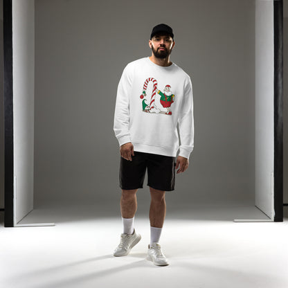 Santa Bok Fan Candy Cane Christmas Unisex organic sweatshirt