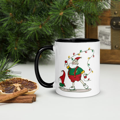 Santa Bok Fan Ice Skating Christmas Mug with Color Inside