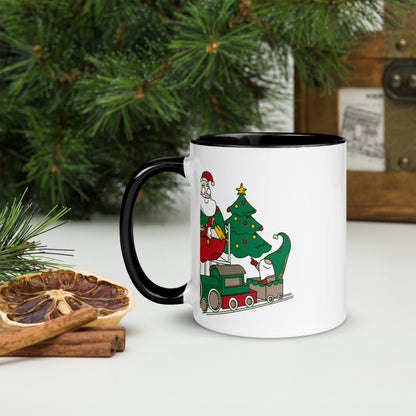 Santa Bok Fan Train Christmas Mug with Color Inside