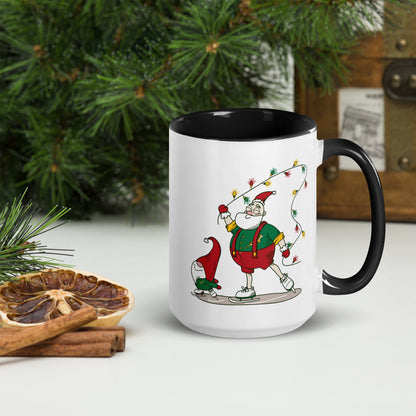 Santa Bok Fan Ice Skating Christmas Mug with Color Inside