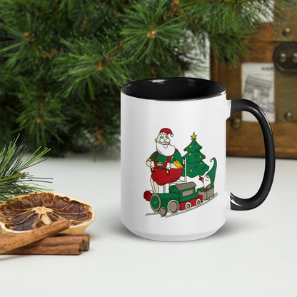 Santa Bok Fan Train Christmas Mug with Color Inside