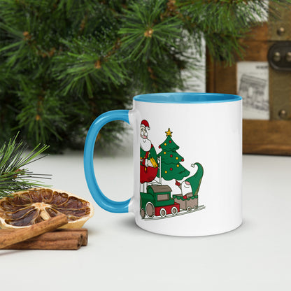 Santa Bok Fan Train Christmas Mug with Color Inside