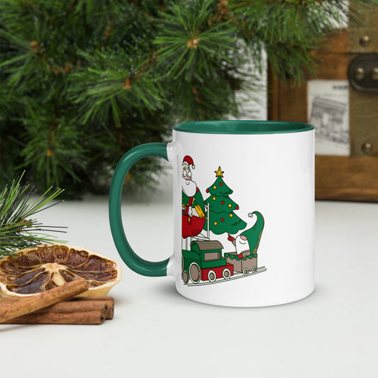 Santa Bok Fan Train Christmas Mug with Color Inside