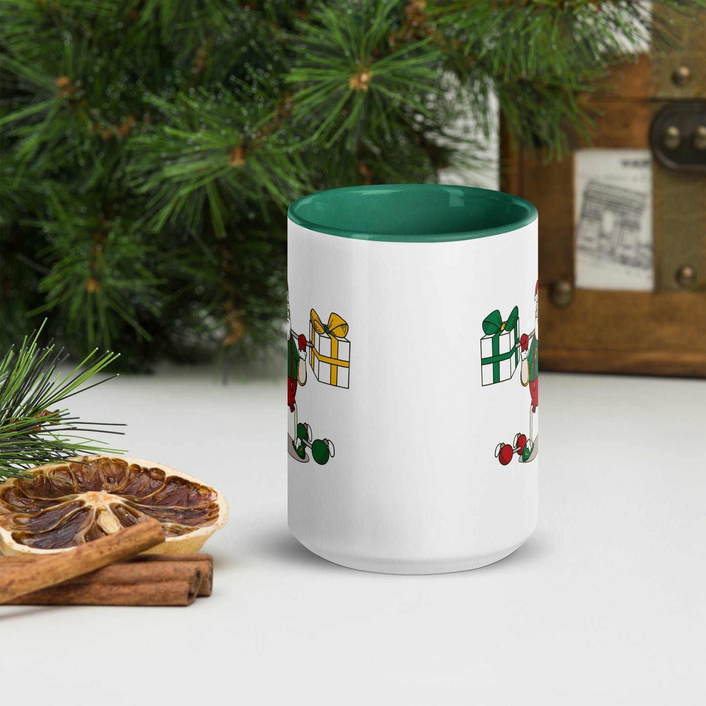 Santa Bok Fan Gym Rat Christmas Mug with Color Inside