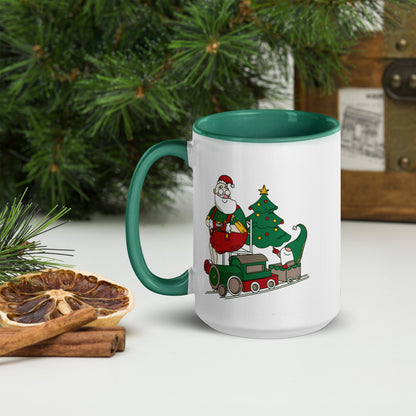 Santa Bok Fan Train Christmas Mug with Color Inside