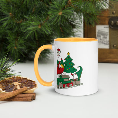 Santa Bok Fan Train Christmas Mug with Color Inside