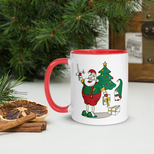 Santa Bok Fan with Plane Christmas Mug  with Color Inside