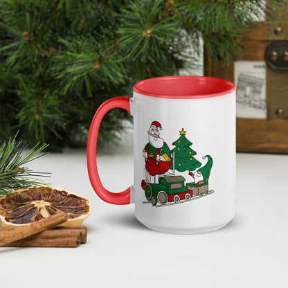 Santa Bok Fan Train Christmas Mug with Color Inside