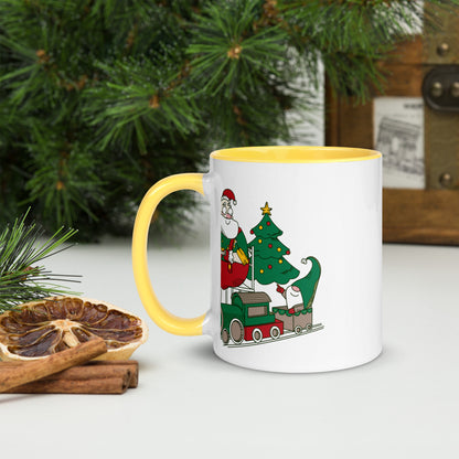 Santa Bok Fan Train Christmas Mug with Color Inside