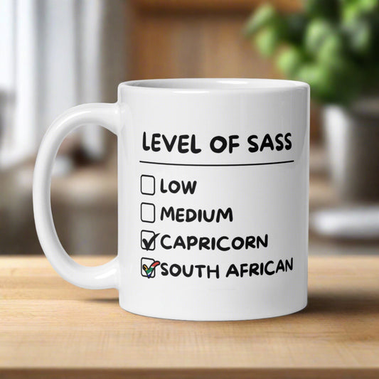 Sassy Capricorn South African White glossy mug - South African gifts