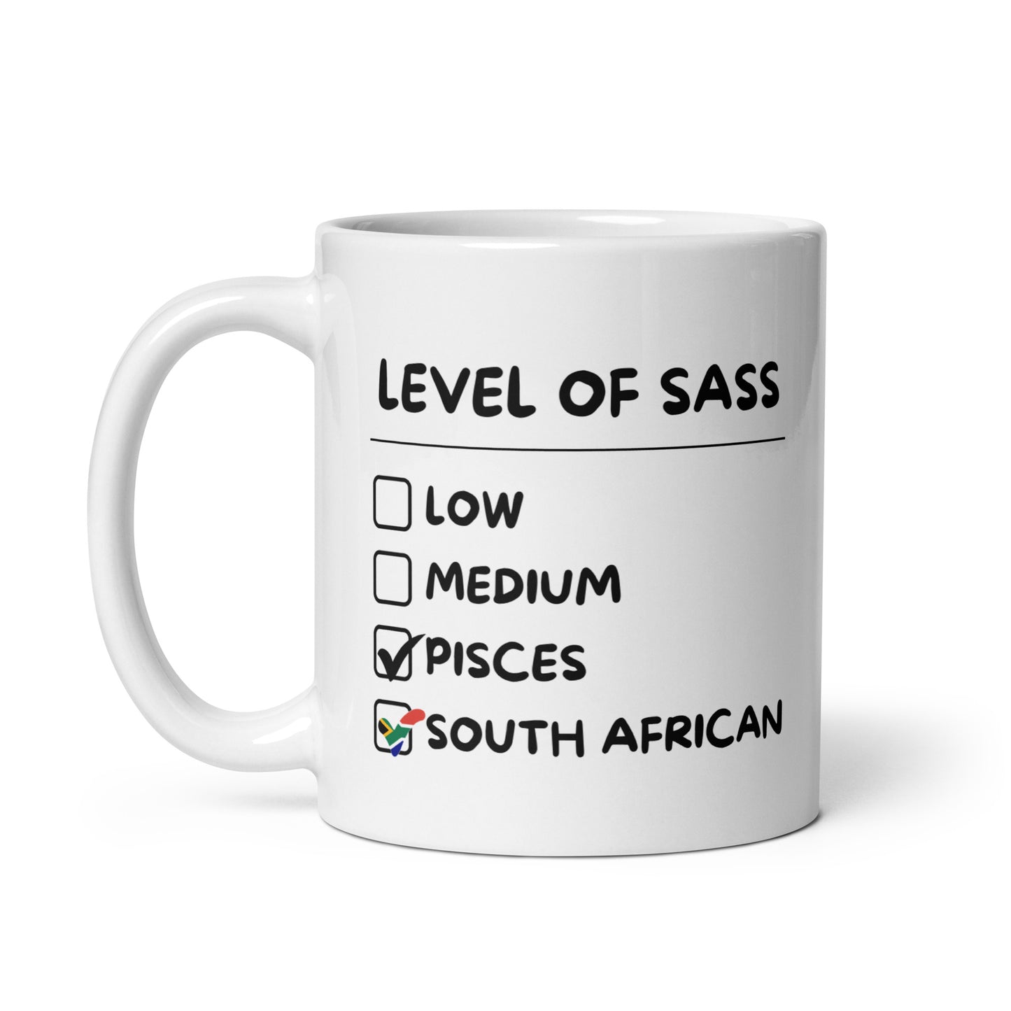 Sassy South African Pisces Mug - White glossy