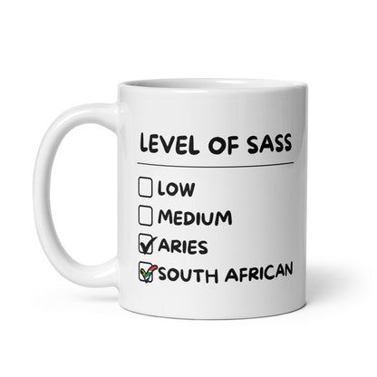 Sassy South African Aries Mug - White glossy