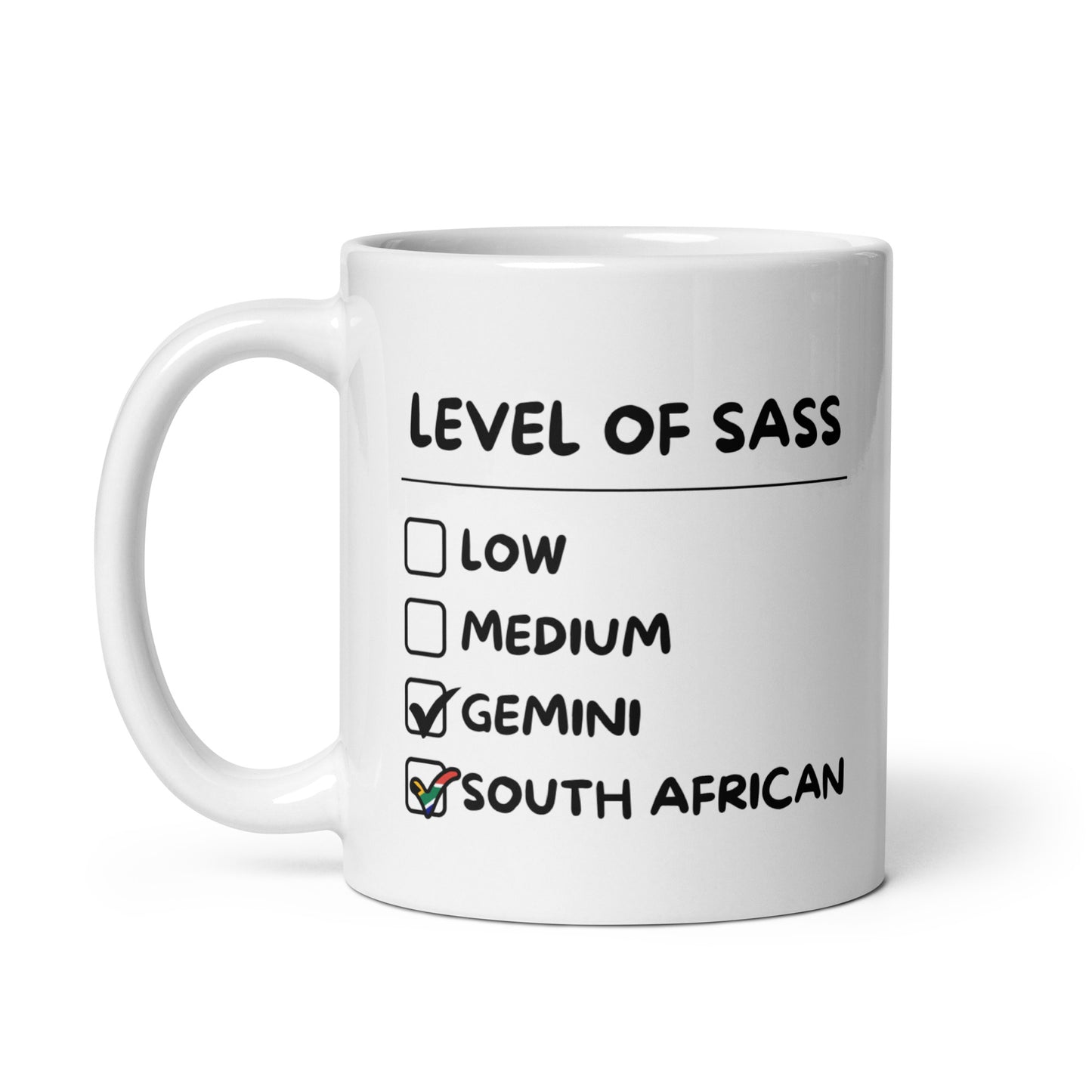 Sassy South African Gemini Mug - White glossy