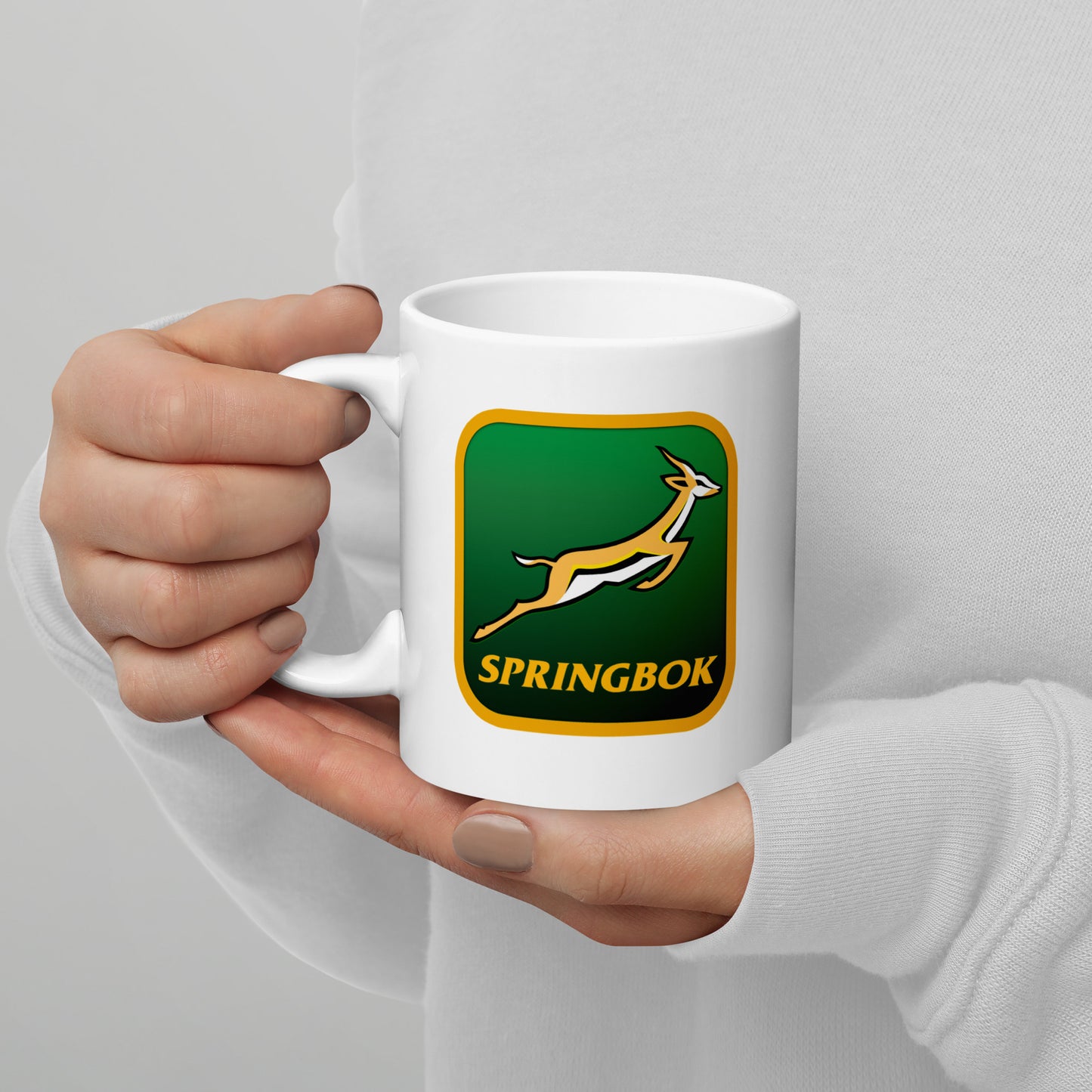 Bok Fan Badge White glossy mug