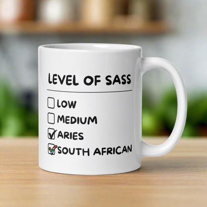 Sassy South African Aries White glossy mug - Gifts for South Africans