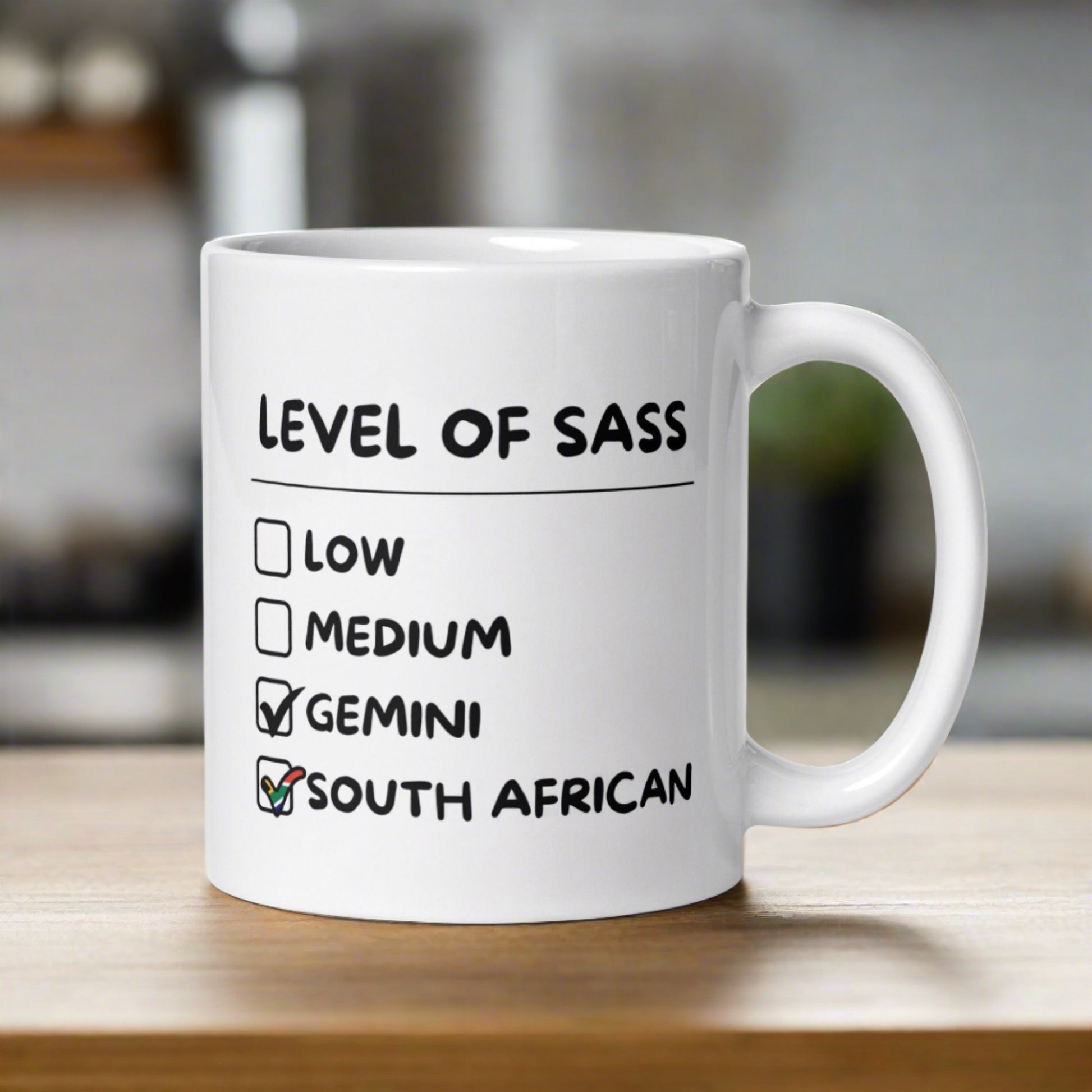 Sassy South African Gemini White glossy mug - Gifts for South Africans