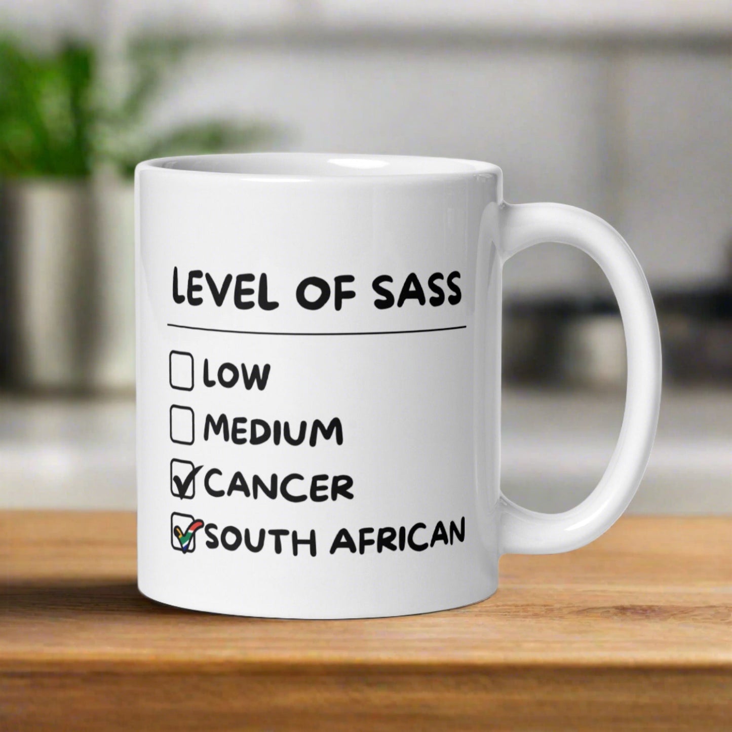 Sassy South African Cancer White glossy mug - Gifts for South Africans