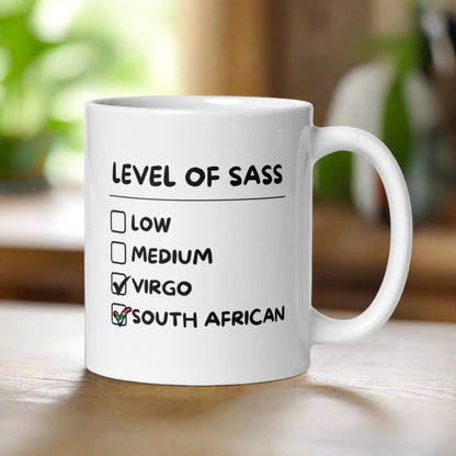 Sassy South African Virgo White glossy mug - Gifts for South Africans