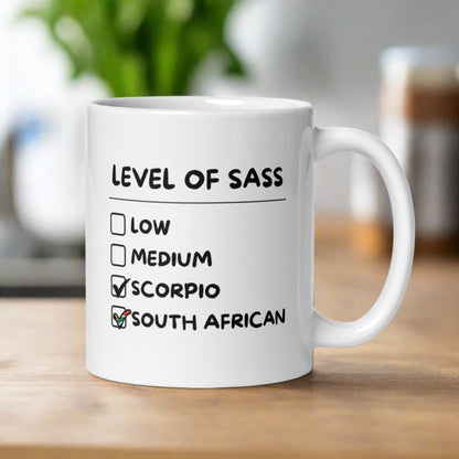 Sassy South African Scorpio White glossy mug -South African