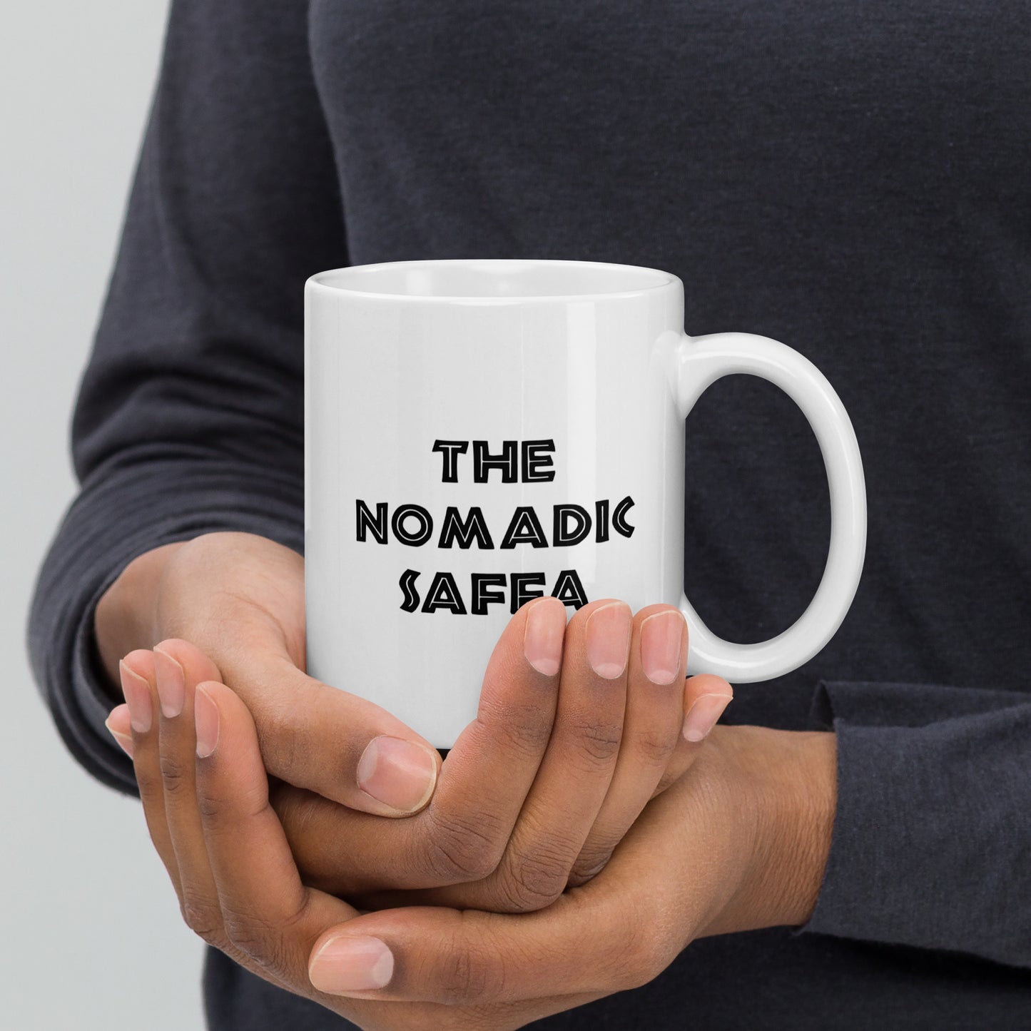 The Nomadic Saffa White glossy mug