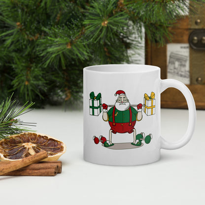 Santa Bok Fan Gym Rat Christmas White glossy mug