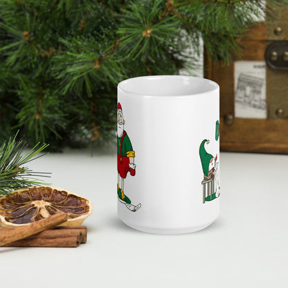 Grumpy Santa Bok Fan White glossy Christmas mug