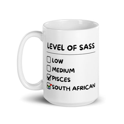 Sassy South African Pisces Mug - White glossy