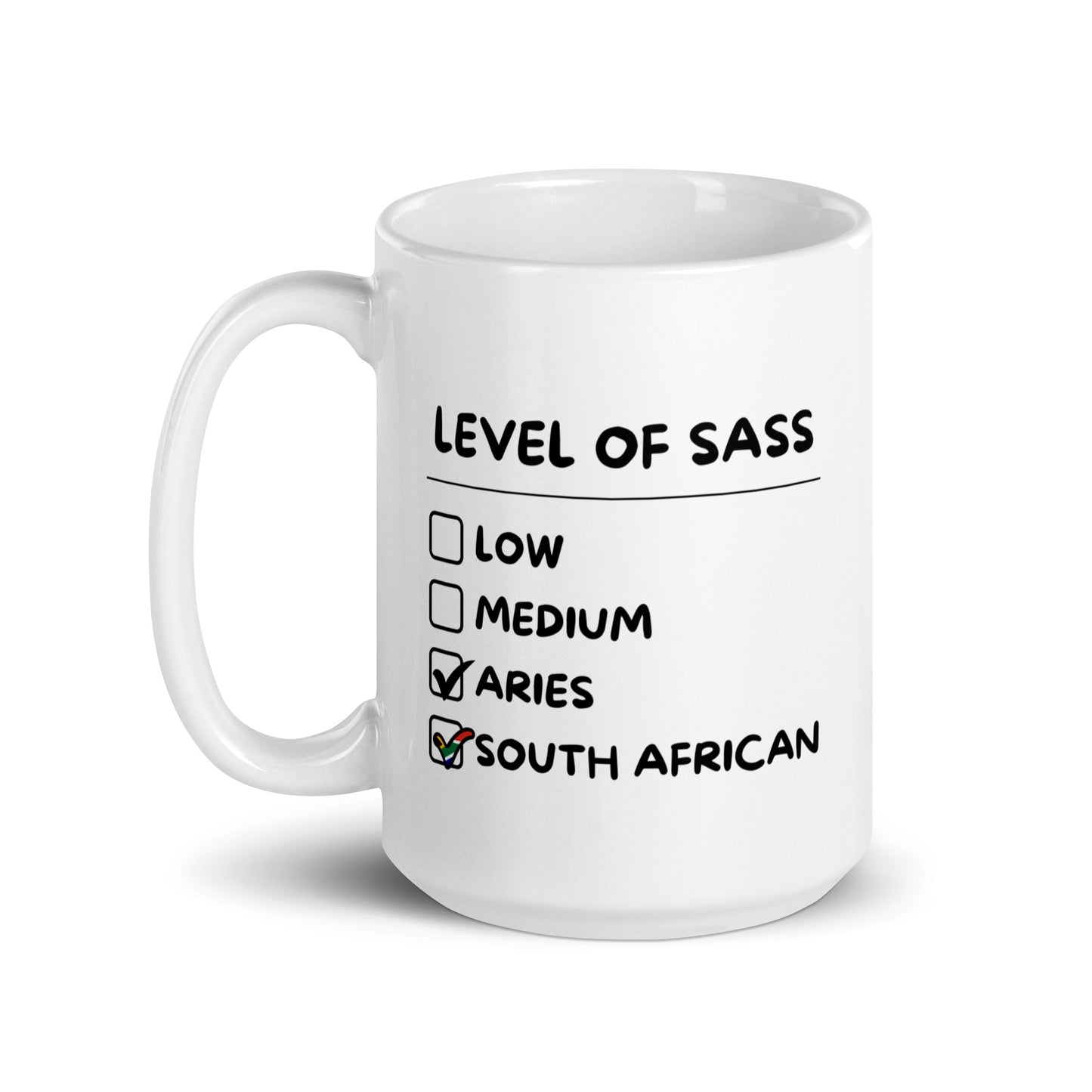 Sassy South African Aries Mug - White glossy